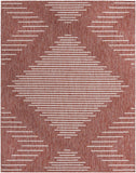 Unique Loom Outdoor Modern Tambor Machine Made Lines Rug Rust Red, Ivory 7' 10" x 10' 0"