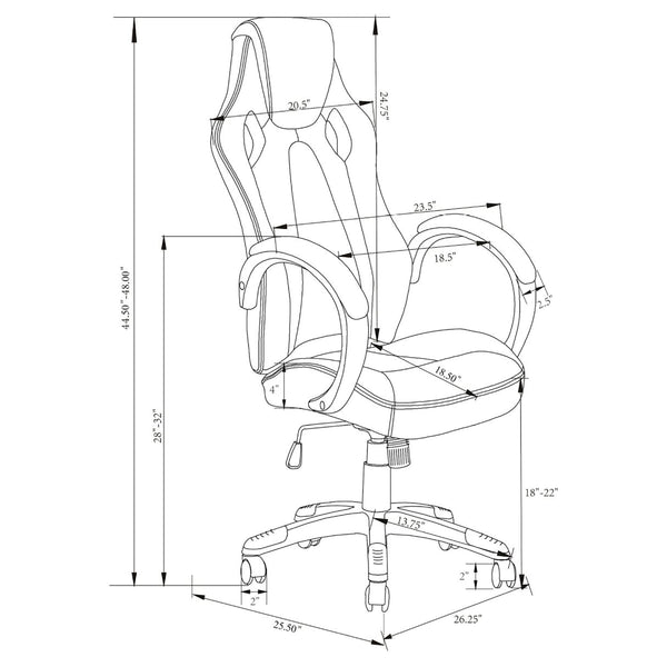 English Elm Norset Black Leatherette Office Chair with Herringbone Pattern, Red Stitching, Adjustable Comfort B062P333398