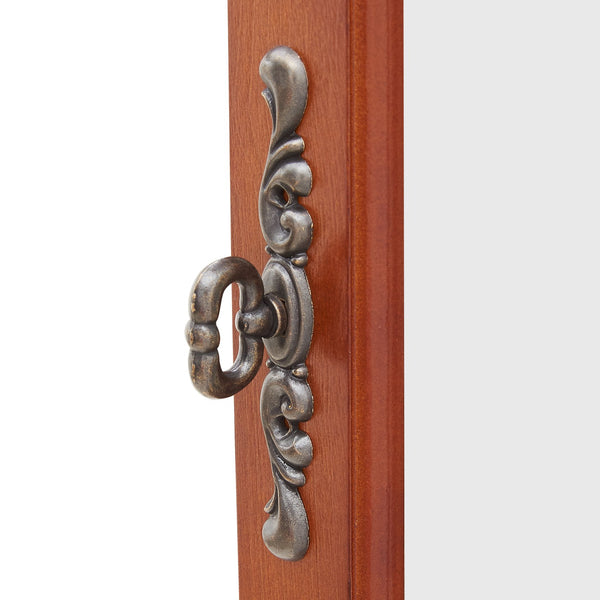English Elm Corner Curio Display Cabinet with Mirrored Back, Interior Lighting, Adjustable Glass Shelves, Elegant Finish Walnut W1693P171662