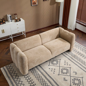 English Elm Tonson Wave Silhouette Boucle Three Seater Sofa Sculptural Modern Living Room Seating Camel N773IS00030T