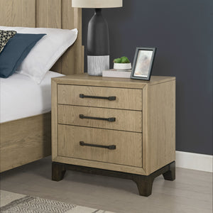 English Elm Wallace & Bay - Brown 3-Drawer Nightstand with USB Ports, Felt-Lined Top Drawer, Spacious Storage, Versatile Style B2709P406266