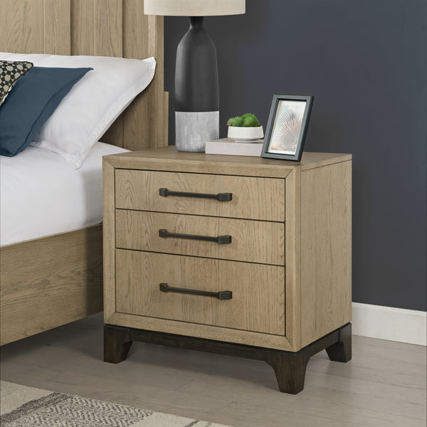 English Elm Wallace & Bay - Brown 3-Drawer Nightstand with USB Ports, Felt-Lined Top Drawer, Spacious Storage, Versatile Style B2709P406266