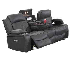 English Elm Contemporary Power Reclining Living Room Set with Led Lighting and Wireless Charging B011S02451