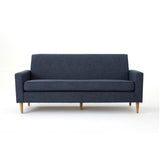 Christopher Knight Home® - Noble House - Sawyer Mid Century Modern Dark Blue Fabric 3 Seater Sofa