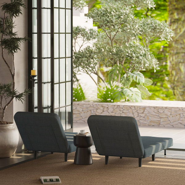 English Elm 3 Foldable Linen Chaise Lounge with Adjustable Backrest Footrest Detachable Pillow Convertible Sofa Bed for Small Spaces Grey 50.59 L x 27.76 W x 11.22 H W1716P280540