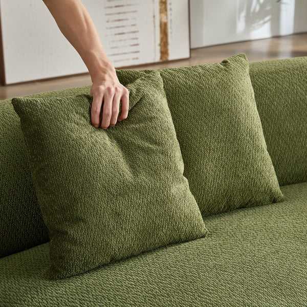 English Elm 155.91 Inch Green Quilted Curved Modular Sectional Sofa with Six Seats and Lumbar Pillows W2582S00198