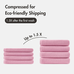 JLA Home Madison Park - 100% Cotton Diagonal Ribbed 4-Piece Bath Towels — Plush Zero-Twist 518GSM, Fast-Dry & Durable Luxury Pink MP73-8875