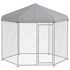 English Elm Pawhut Galvanized Steel Outdoor Dog Run with Lockable Door for Large Breeds W2225P173783