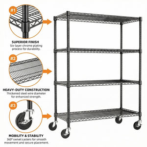 English Elm 2640 Lbs Carbon Steel Four Tier Shelving Unit with Casters for Garage or Warehouse W5386P445366