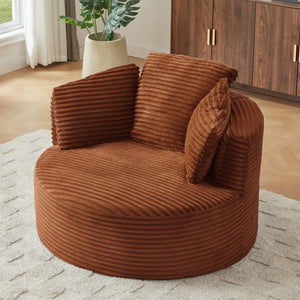 English Elm Compressible Corduroy Round Accent Chair Pocket Spring Cushioned Backrest for Apartments Orange W2339P461262
