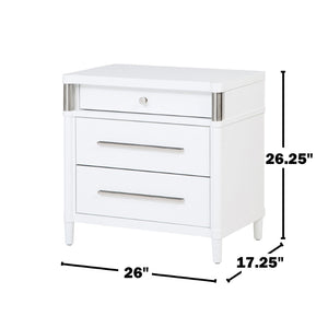 English Elm 3-drawer Nightstand Rubberwood Build Felt Lined Top Dovetail Joints Bedside White B016P460570