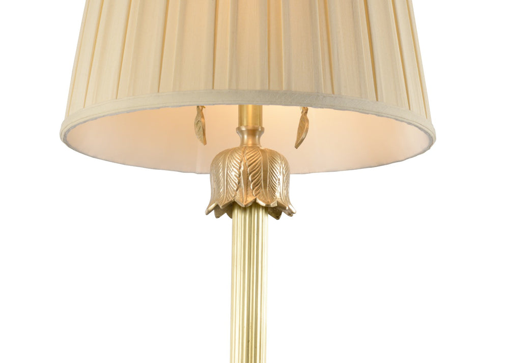Wildwood The Breakers Brass Column Lamp — Gilded Fluted Pilaster, Marble Base, Pleated Silk Shade, Double Pull Chains 26506