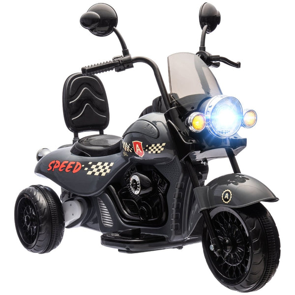 English Elm Qaba Kids 6v Electric Chopper Ride on Three Wheel Motorbike with Lights and Music Gray W2225P249815