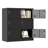 English Elm 6-Door Employee Storage Locker, Metal Lockers For Office, Gym, School, and Homewith Card Slot (Black)