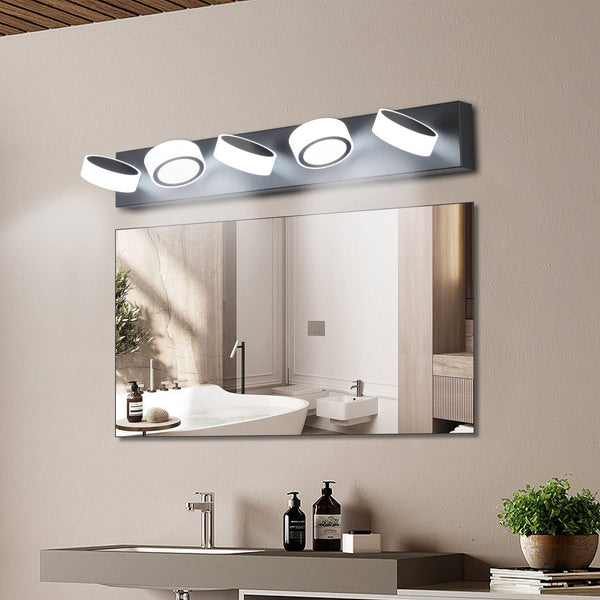 English Elm 37" Modern 5-Light Led Vanity Light - Sleek Black Fixture For Elegant Bathroom & Dressing Room Illumination W2312P374886