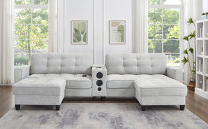 English Elm Swivel Barrel Accent Chair Chenille Tufted Round Club Seat for Living Room Lounge Light Grey N719S002290A