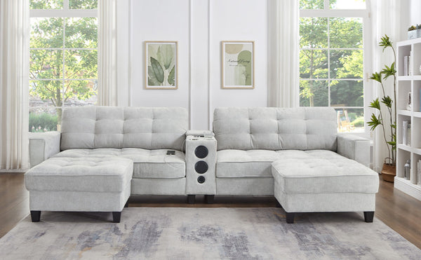 English Elm Swivel Barrel Accent Chair Chenille Tufted Round Club Seat for Living Room Lounge Light Grey N719S002290A