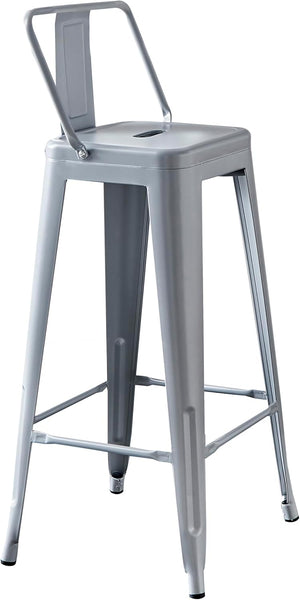 English Elm Modern Lightweight Industrial Barstools Set Of 2 - Distressed White Metal With Bucket Back Design B347P349412