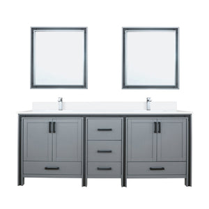 English Elm Dark Grey Double Bath Vanity 80 in W x 22 in D with White Quartz Top, Chrome Faucet, Mirrors, Durable Finish B2731S01133