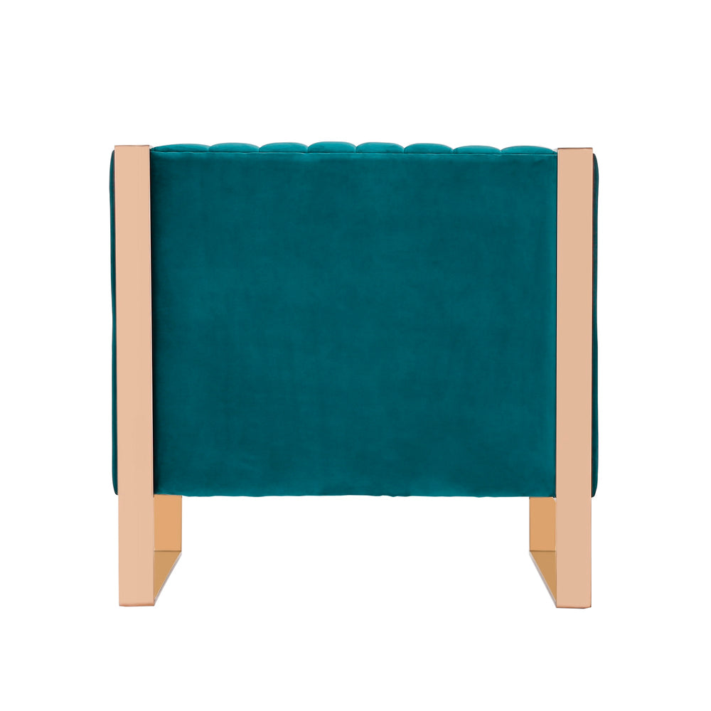 English Elm Trillium Velvet Lounge Chair with Gold Stainless Steel Frame, Plush High-Density Foam, No Assembly Required Teal B365P398014