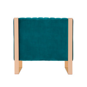 English Elm Trillium Velvet Lounge Chair with Gold Stainless Steel Frame, Plush High-Density Foam, No Assembly Required Teal B365P398014
