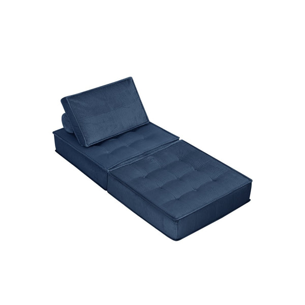 English Elm 33.4 Inch Modular Corduroy Lounge Chair with Spring Cushions for Compact Living Spaces Blue W3975P455222