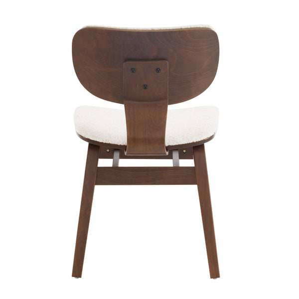 English Elm Christopher Knight Home® - Boucle Bentwood Side Chair in White Bouclé & Walnut Veneer — Plush Upholstery, 300 lb Capacity N776P194930W