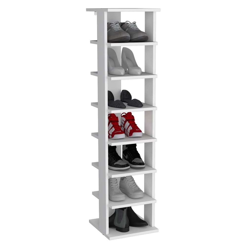 English Elm Odesto 48.7" Tall 8-Tier Vertical Shoe Rack — Narrow White Space-Saving Tower for Entryway, Closet Storage B200P239110