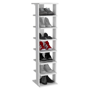 English Elm Odesto 48.7" Tall 8-Tier Vertical Shoe Rack — Narrow White Space-Saving Tower for Entryway, Closet Storage B200P239110