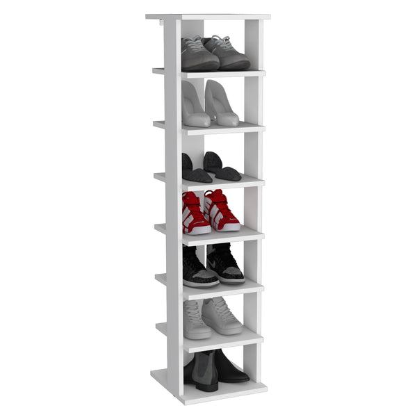 English Elm Odesto 48.7" Tall 8-Tier Vertical Shoe Rack — Narrow White Space-Saving Tower for Entryway, Closet Storage B200P239110