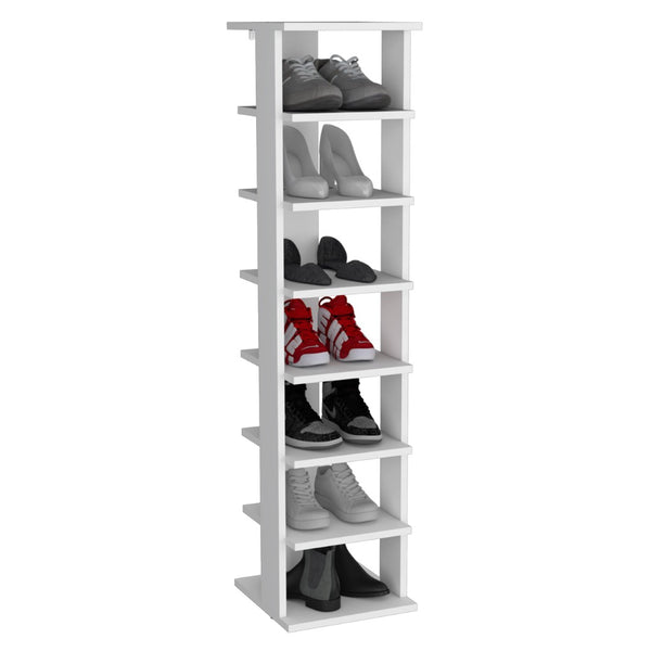 English Elm Odesto Eight Tier Vertical Shoe Tower Slim Melamine Organizer for Entryway or Closet B200P239110