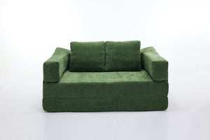 English Elm Modern Modular Chenille Sofa Bed Fold-Out Convertible Floor Couch with Removable Backrest & Pockets in Green W1829P192398