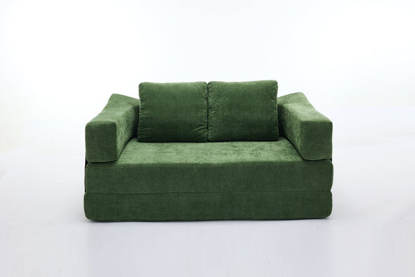 English Elm Modern Modular Chenille Sofa Bed Fold-Out Convertible Floor Couch with Removable Backrest & Pockets in Green W1829P192398