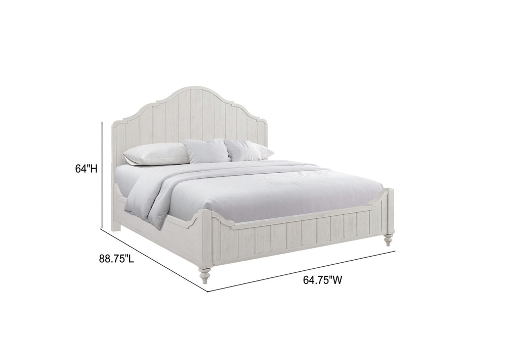 English Elm Queen Panel Bed with Elegant Transitional Design, Solid Wood & MDF Construction, Timeless Centerpiece Appeal White 68.25 L x 50.75 W x 5 H B2699S00099