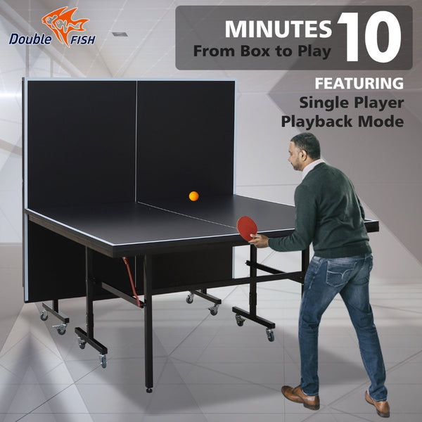English Elm Double Fish Foldable 9 Ft Mdf Ping Pong Table with Net Paddles Balls Solo Play W3087P250957