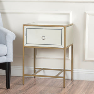 Christopher Knight Home® - Noble House - Inka Mirrored Gold 1 Drawer Side Table