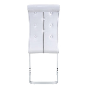 English Elm Set of 2 Glam Faux Alligator Pvc Dining Chairs with Crystal Buckle Bow Legs White W3875P371055