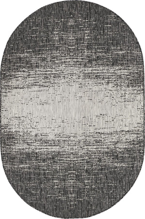 Unique Loom Outdoor Modern Ombre Machine Made Abstract Rug Charcoal Gray, Ivory/Gray 5' 3" x 8' 0"