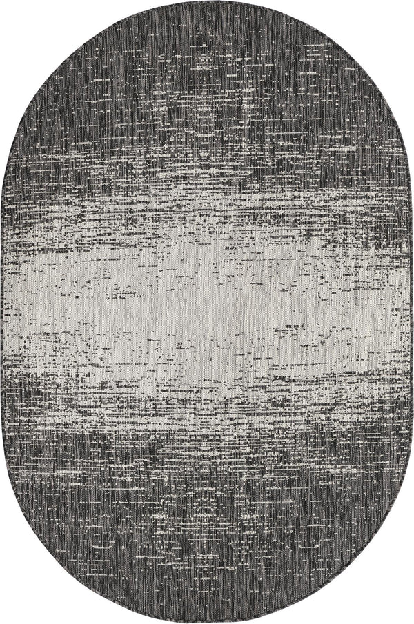 Unique Loom Outdoor Modern Ombre Machine Made Abstract Rug Charcoal Gray, Ivory/Gray 5' 3" x 8' 0"