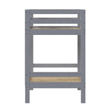 Simple Solid Wood Twin Over Twin Bunk Bed Grey SOPB3HGY Walker Edison