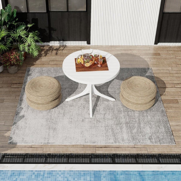 English Elm Summer Round Polypropylene Patio Dining Table Weatherproof Lightweight Indoor Outdoor Use W3450P323346
