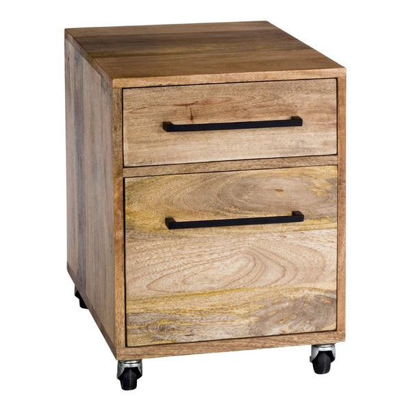 English Elm Colvin Solid Mango Wood Rolling Filing Cabinet with Iron Hardware for Home Office B2769P498424