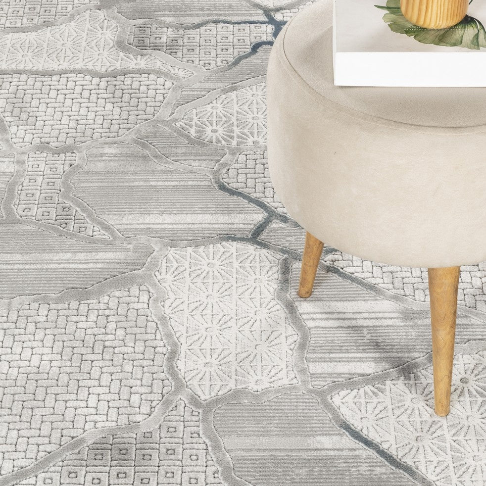 English Elm Geometrix Gray Area Rug 2 Ft. 7 In. X 9 Ft. 10 In. – Stylish, Durable, Kid & Pet-Friendly Design! B186P316836
