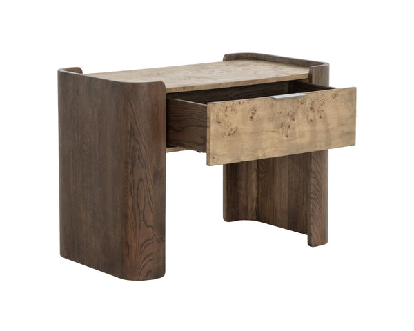 Sunpan BERYL Nightstand - Timeless Craftsmanship with Elegant Sculpted Design for Modern & Traditional Bedrooms 112545