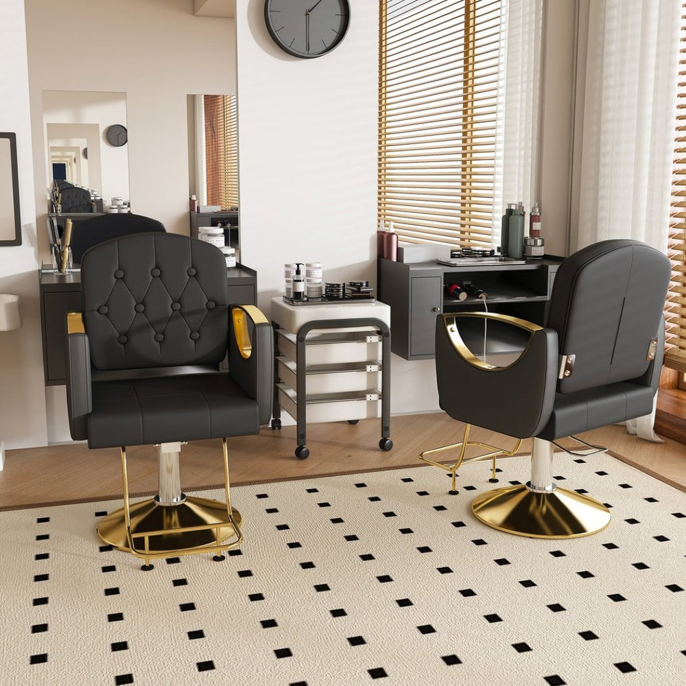 English Elm Hydraulic Salon Chair with Foot Pump Swivel Base Pu Leather Seat for Barber Tattoo Spa W2700P410954