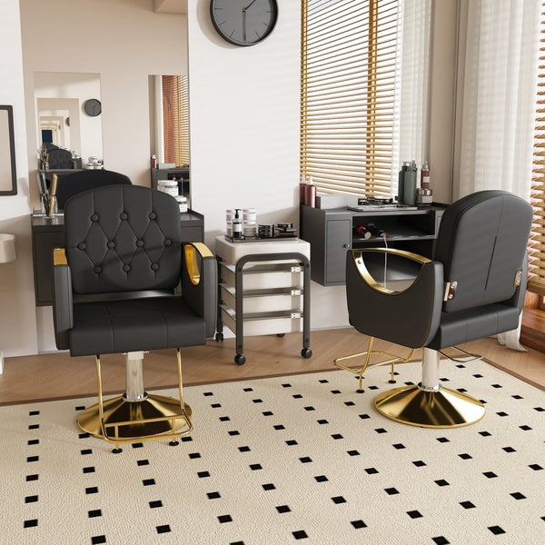 English Elm Hydraulic Salon Chair with Foot Pump Swivel Base Pu Leather Seat for Barber Tattoo Spa W2700P410954