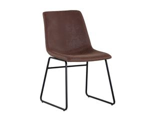 Sunpan Cal Dining Chair Set of 2 - Compact Mid-Century Design with Zigzag Stitch and Sleek Steel Frame Antique Brown
