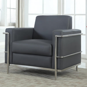 English Elm Executive Faux Leather Club Chair with Polished Chrome Frame for Modern Living Spaces Light Gray B011P439045