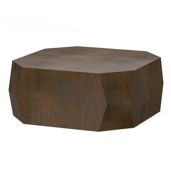 English Elm Eisley Acacia Veneer Coffee Table Geometric Base Walnut Finish Low Profile Living Room B136P429078