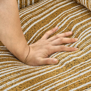 English Elm Modern Striped Upholstered Accent Chair with Arms, Nailhead Trim, Solid Wood Frame and Plush Foam Seating Yellow W3373P363921